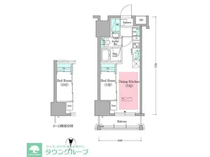 アーバネックス深川住吉III(1DK/4階)の間取り写真