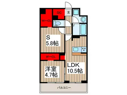 MIMOSA北朝霞(1SLDK/2階)の間取り写真