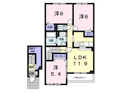 サンキャッスルS・I(3LDK/2階)の間取り写真