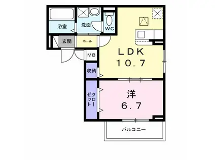 ラ・ヴィータ 南門真III(1LDK/1階)の間取り写真