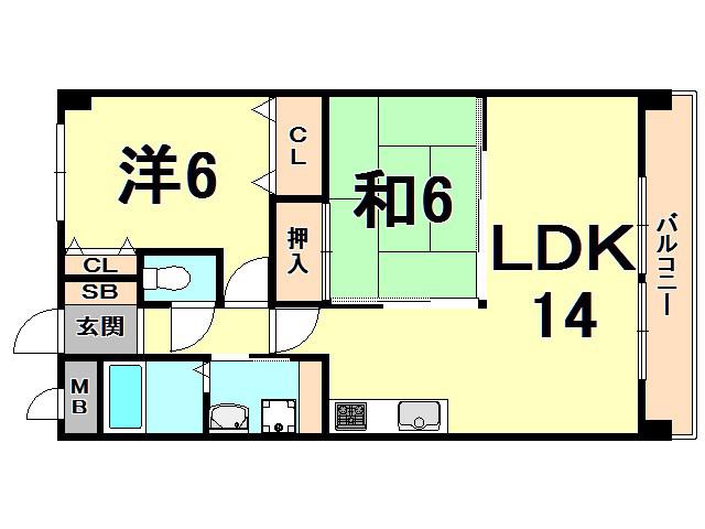シェリール苦楽園(2LDK/1階)の間取り写真