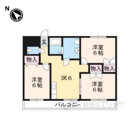 ソレイユ千(2LDK/3階)の間取り写真