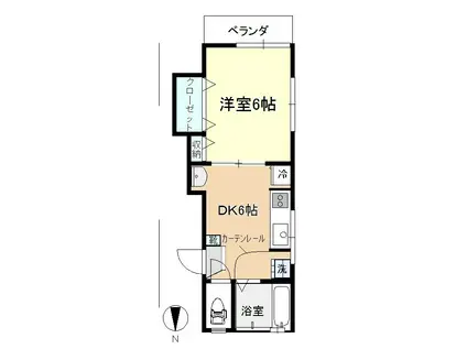 ハニーハウス(1DK/2階)の間取り写真