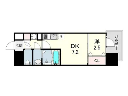 ソルテラス神戸栄町通(1DK/5階)の間取り写真