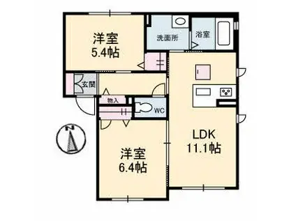 シャーメゾン善通寺町 B棟(2LDK/1階)の間取り写真