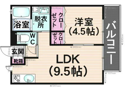 ジラソーレ井尻駅前(1LDK/1階)の間取り写真