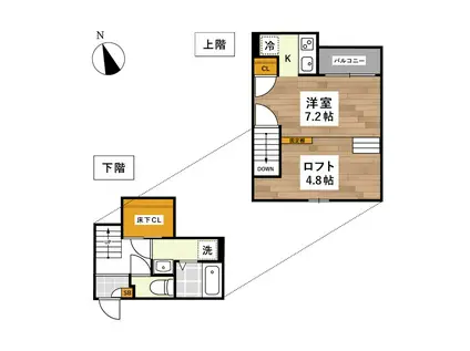 ADC黒髪ベース(1K/1階)の間取り写真