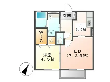 ノールヴィラージュII(1LDK/1階)の間取り写真