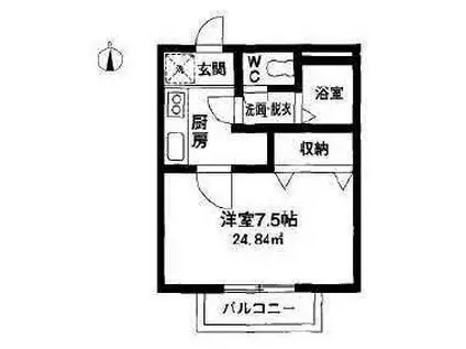エクセルハイムII(1K/2階)の間取り写真