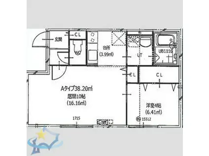 HERO YAMAHANA2(1LDK/2階)の間取り写真