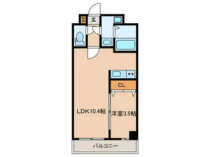 室見4丁目(1LDK/6階)の間取り写真