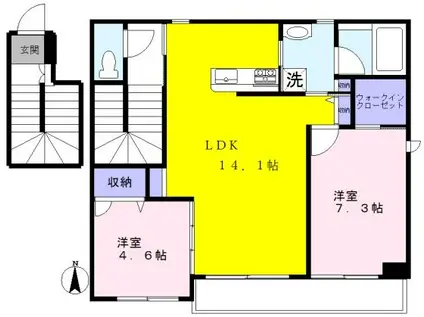 ミモザテラス(2LDK/2階)の間取り写真
