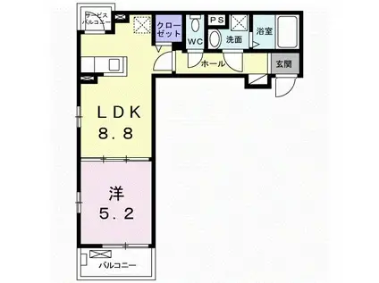 プラシード(1LDK/3階)の間取り写真