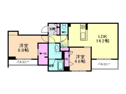 シャーメゾン豊中南V B棟(2LDK/3階)の間取り写真
