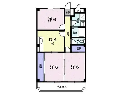 花崎マンション(3DK/1階)の間取り写真