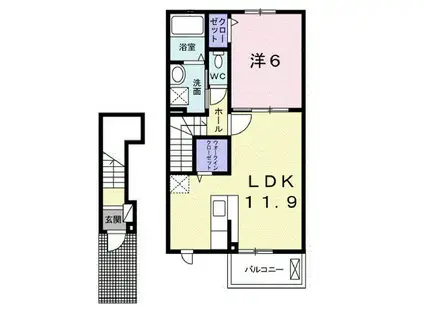 ラ・ルーチェ C(1LDK/2階)の間取り写真