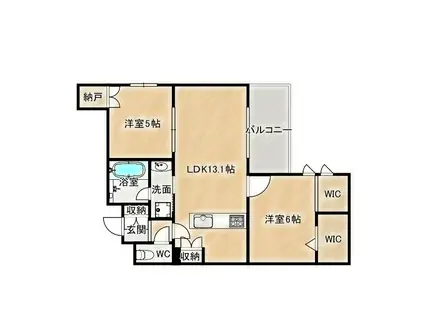 内代レジデンスノース(2LDK/2階)の間取り写真