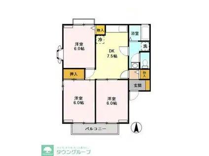 リヴェール高沢 A/B(3DK/1階)の間取り写真