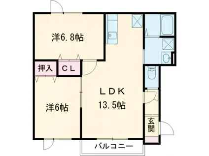 プレシャスウッドIV(2LDK/1階)の間取り写真
