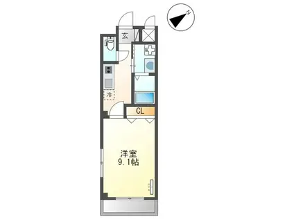 メゾン・フルールIII(1K/1階)の間取り写真