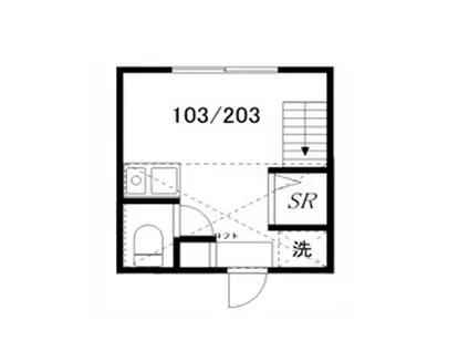 ノースフラワー(ワンルーム/2階)の間取り写真