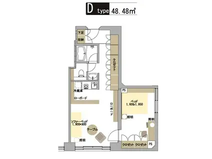 メゾン淀川(1LDK/8階)の間取り写真