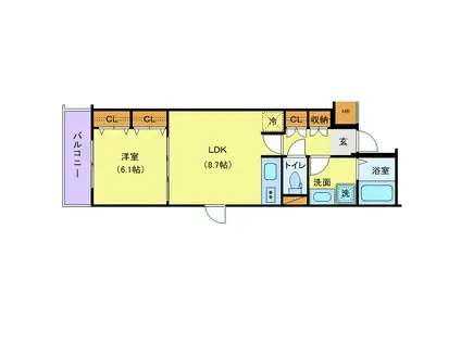 ジェノヴィア蕨(1LDK/3階)の間取り写真