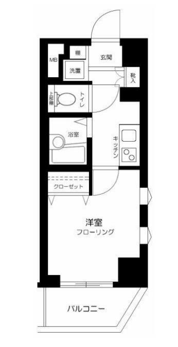 メインステージ恵比寿東(1K/4階)の間取り写真