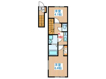 RS川内(2K/2階)の間取り写真