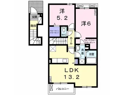 クレア・フォートII(2LDK/2階)の間取り写真