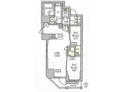 アジールコート王子(2LDK/9階)の間取り写真