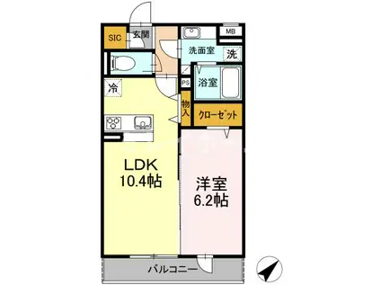 コンティニュエ(1K/3階)の間取り写真