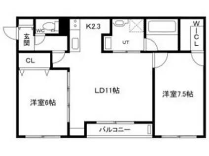 GARDENS Ⅰ(2LDK/3階)の間取り写真
