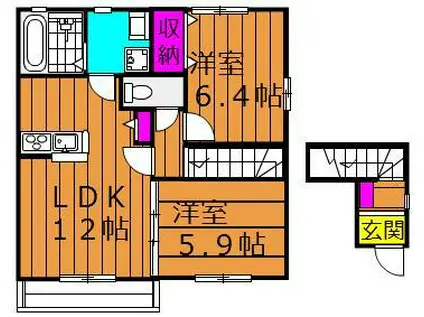 シュテルン(2LDK/2階)の間取り写真