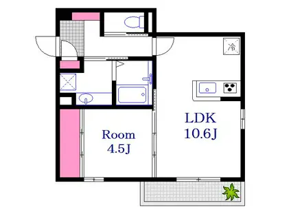 CAMPANELLA江波二本松(1LDK/1階)の間取り写真