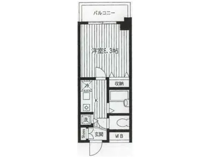 スカイコート三田慶大前(1K/4階)の間取り写真