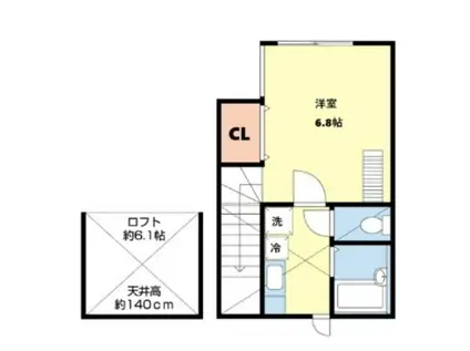 リバティプレイス(1K/2階)の間取り写真