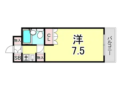 サンロイヤル鳴尾(ワンルーム/2階)の間取り写真