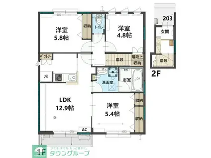 コンフォレストふじみ野(3LDK/2階)の間取り写真