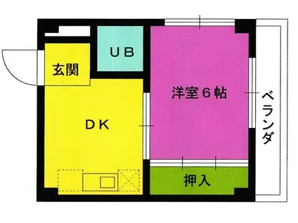 ササキビル(1DK/2階)の間取り写真