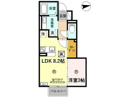 プリマベーラ清水 B棟(1LDK/1階)の間取り写真