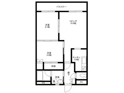 小山宮武マンション(2LDK/3階)の間取り写真