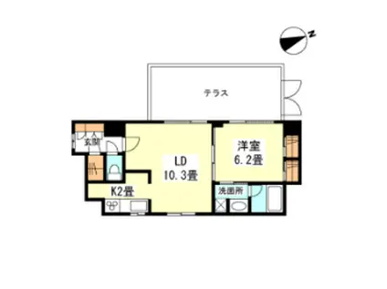 THEパームス代々木上原コスモテラス(1DK/1階)の間取り写真