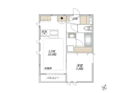 前野町2丁目メゾン(1LDK/3階)の間取り写真