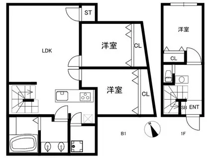 SINCERITE MINAMIAZABU(3LDK/1階)の間取り写真