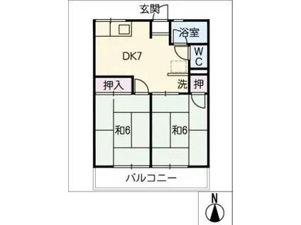 シティハイム中村(2DK/2階)の間取り写真