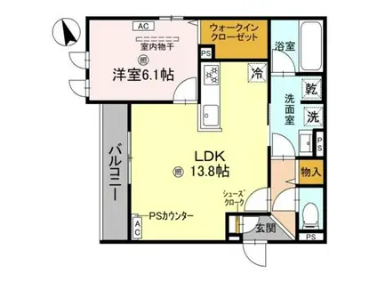 クラシスト東粉浜ウエスト(1LDK/2階)の間取り写真