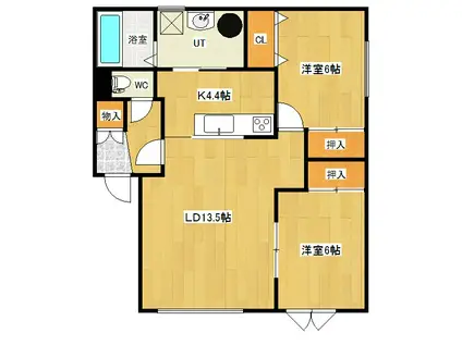 ミントハウス寿V(2LDK/2階)の間取り写真