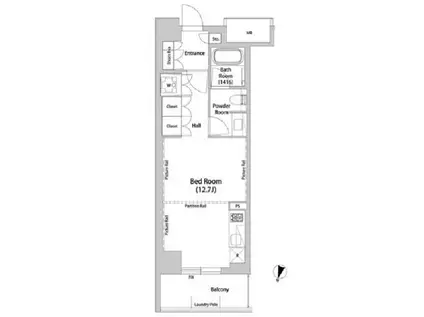 飯田橋ガーデンフラッツ(ワンルーム/4階)の間取り写真