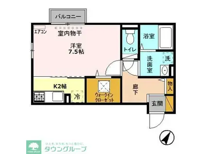 シャルドネA棟(1K/1階)の間取り写真